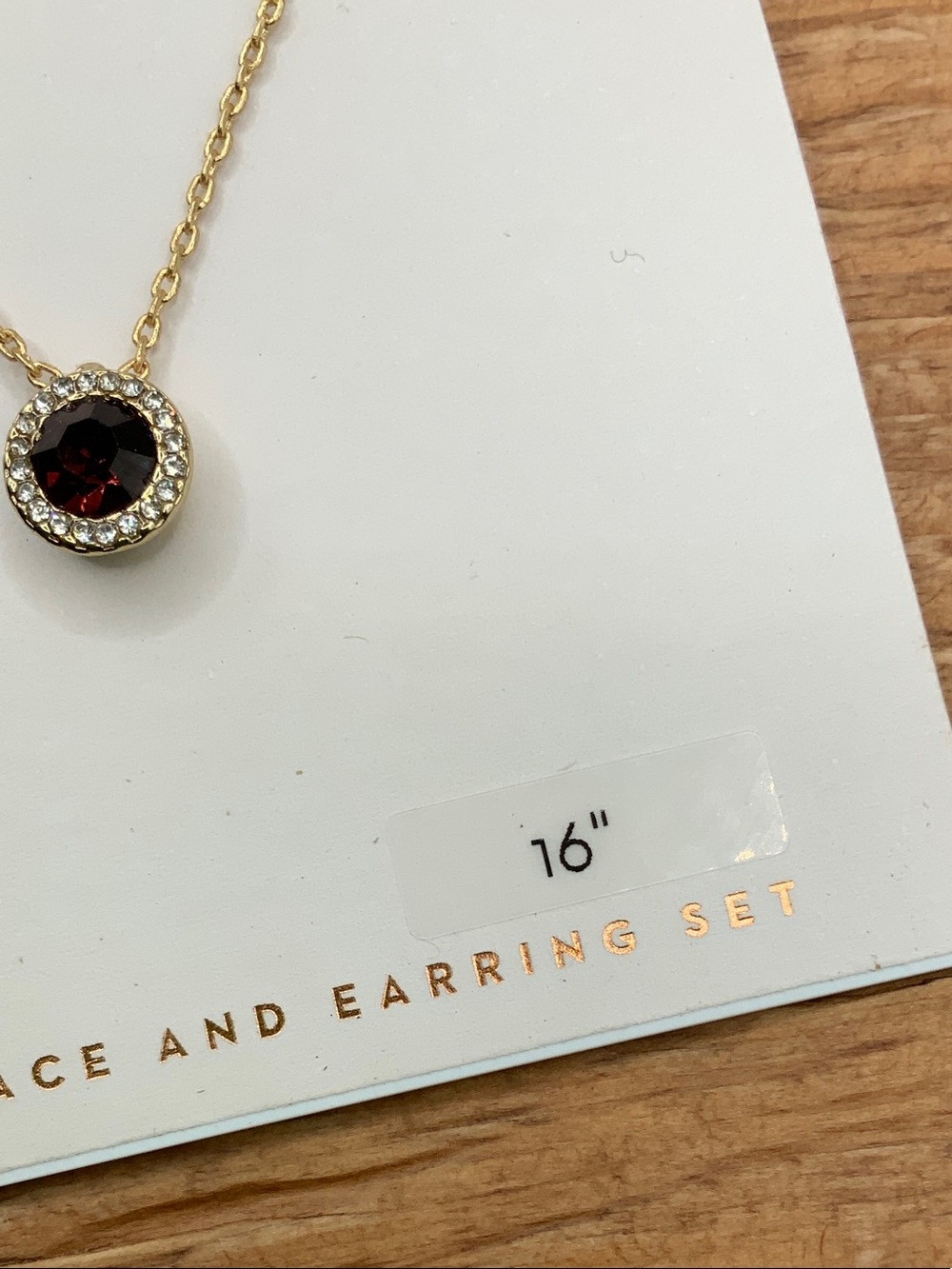 LC Lauren Conrad Gold Tone Necklace and Deep Red Crystal Stud Earrings Set - Picture 3 of 6